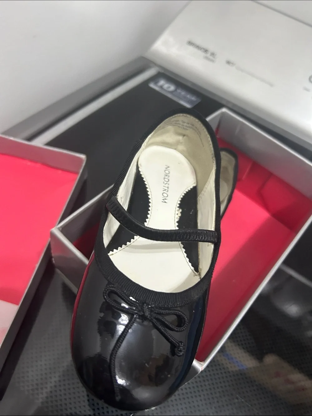 Toddler girls 9.5 9 1/2 dress shoes parent black ballet slipper flat has box